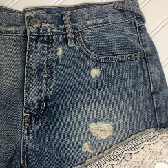 Free People Distressed Denim Shorts - Picture 3 of 5